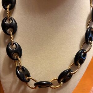 Elegant Black & Gold 34”Chain Necklace NWT! Substantial Classic Jewelry Addition